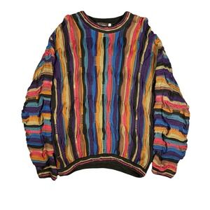 Vintage Tundra Coogi Style Mens Medium Multi Color Crew Neck‎ Pullover
